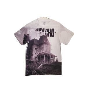 Psycho Jerzees T-Shirt Mens White Small All Over Print AOP Movie House